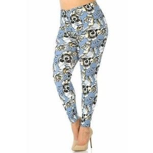 Extra‎ Plus Size Buttery Soft Charcoal Rose Sugar Skull XPlus Size Leggings